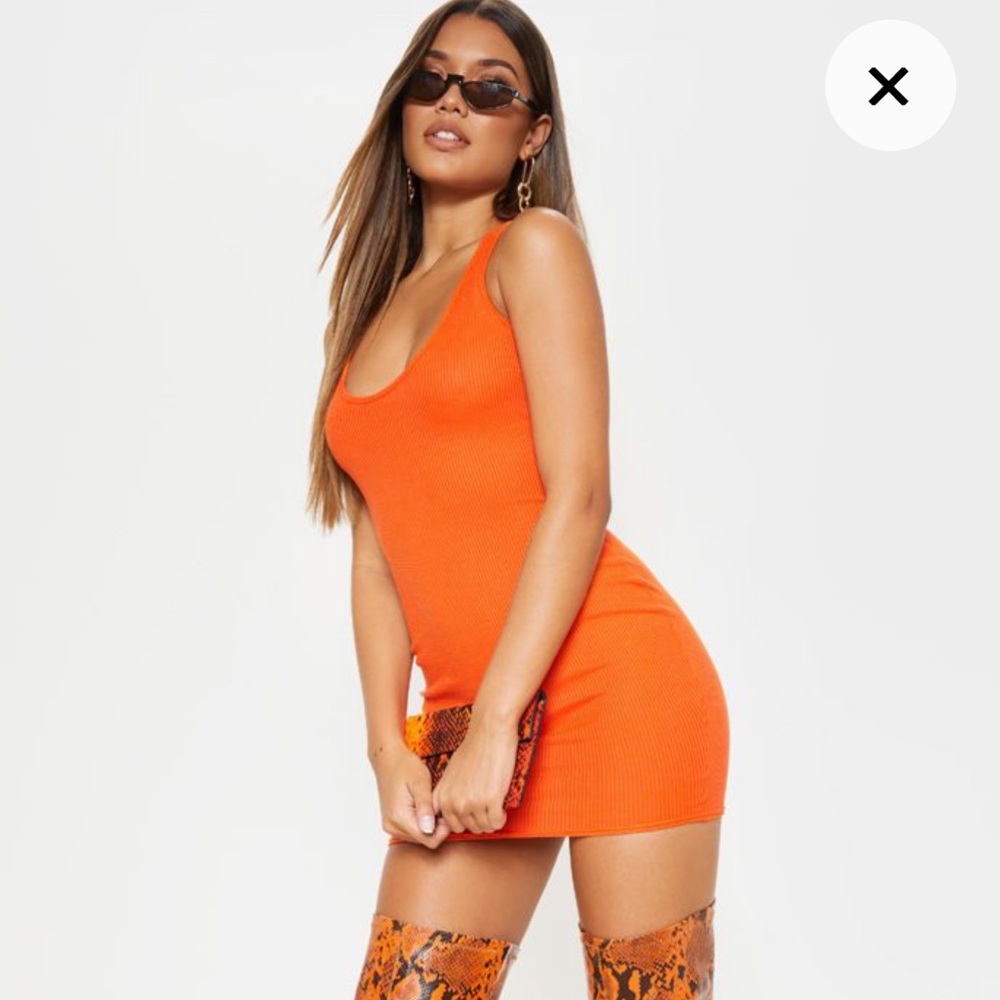 PLT ORANGE RIBBED TANK DRESS